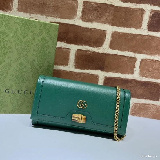 First bag ru bamboo Diana with Gucci chain wallet 0711